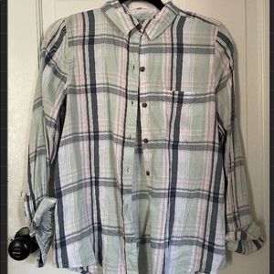 Burlington Blue button up flannel size small in girls